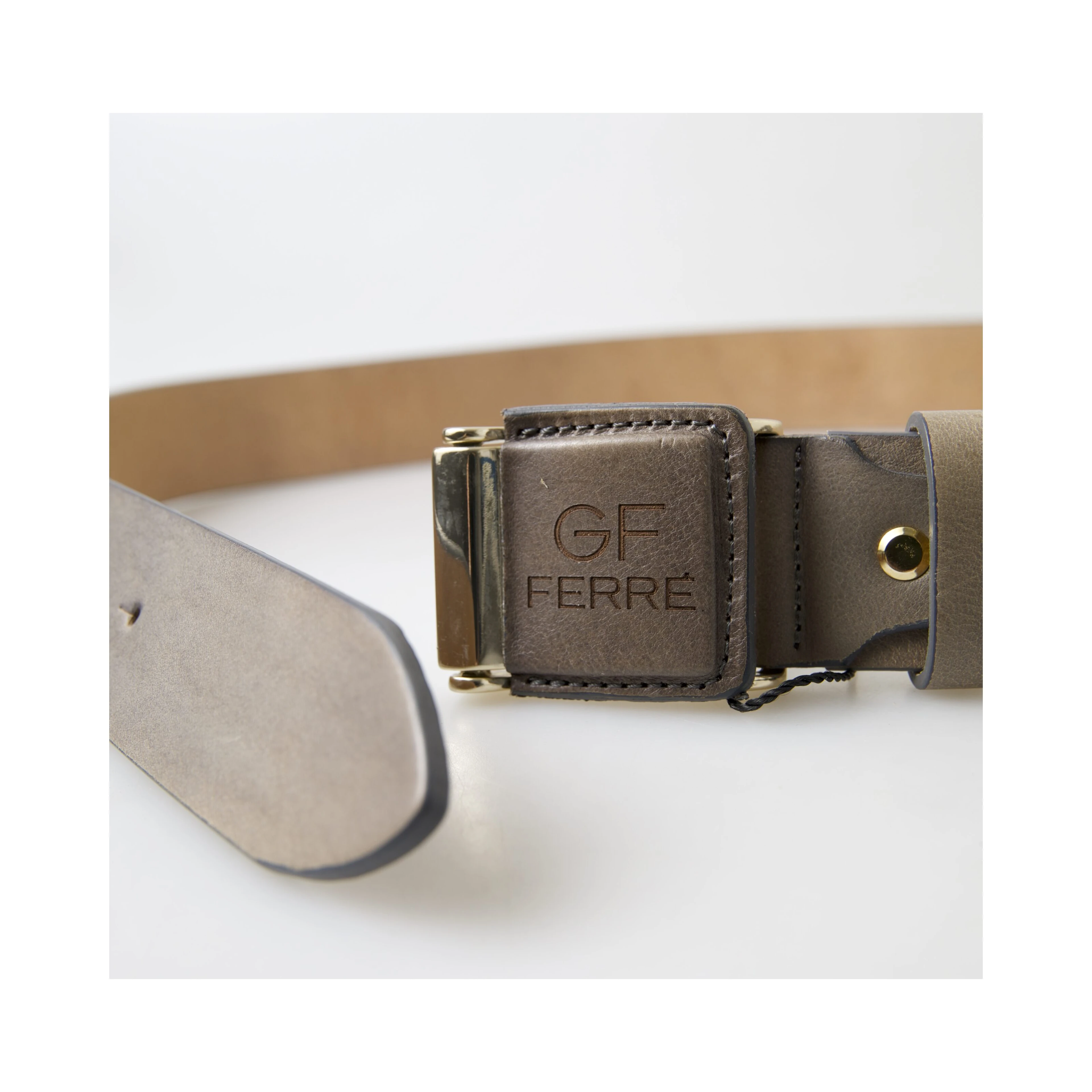 Brown Leather Fashion Logo Buckle Waist Belt