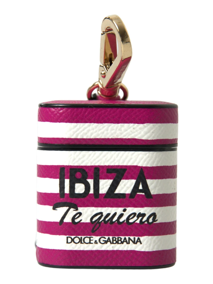 Fuchsia Dauphine Leather Logo Airpods Case