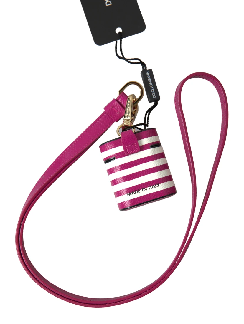 Fuchsia Dauphine Leather Logo Airpods Case