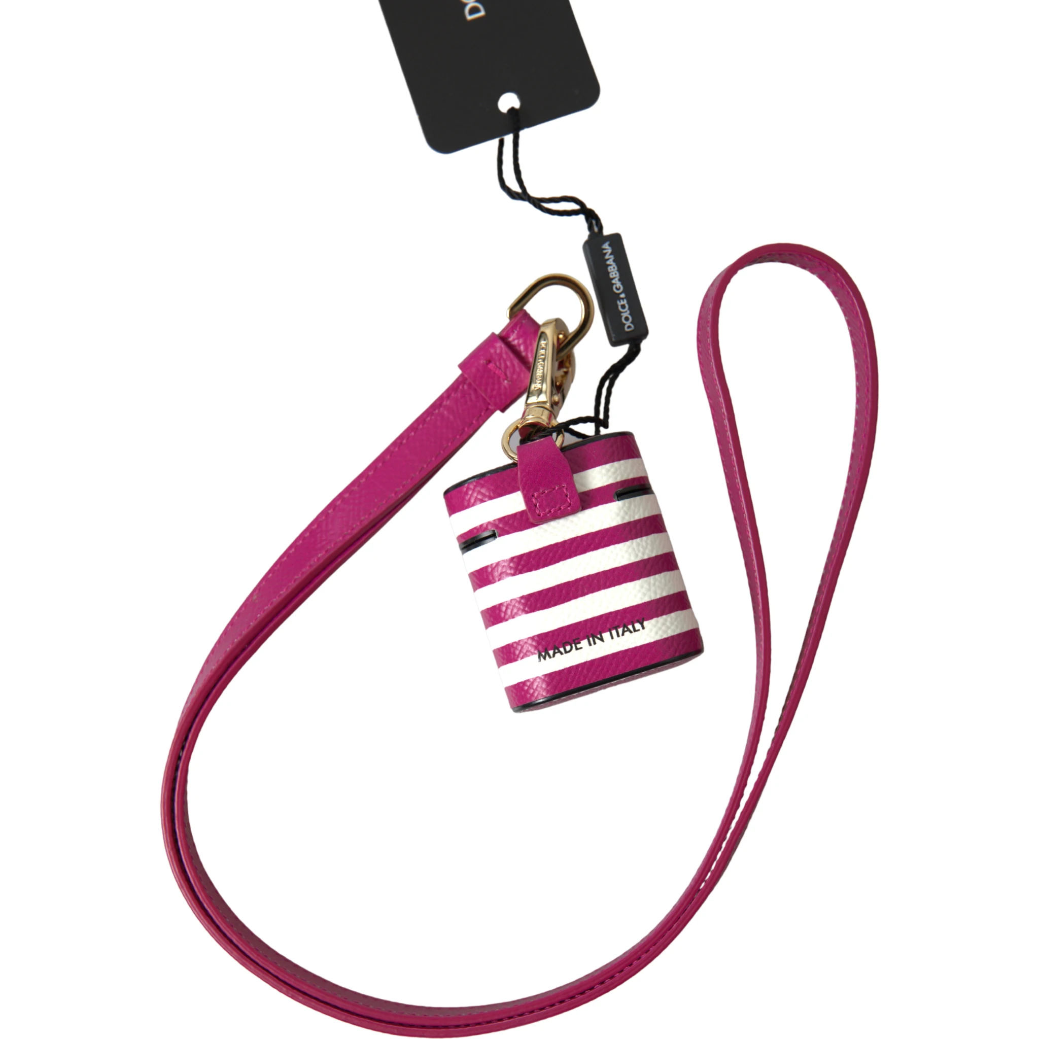 Fuchsia Dauphine Leather Logo Airpods Case