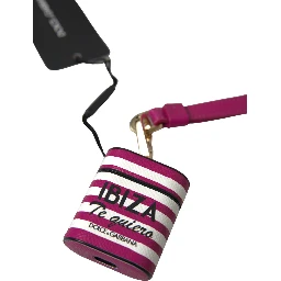 Fuchsia Dauphine Leather Logo Airpods Case