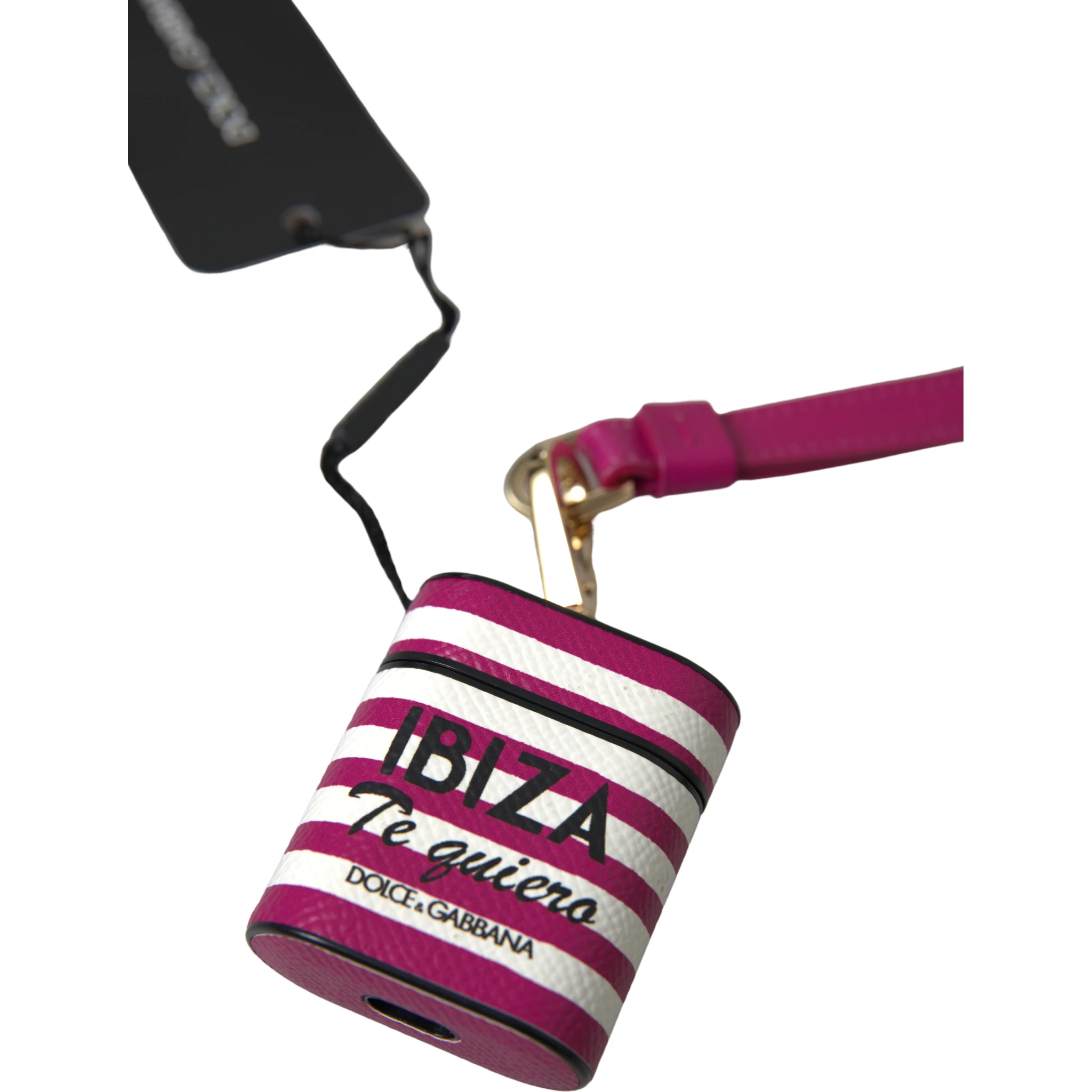 Fuchsia Dauphine Leather Logo Airpods Case