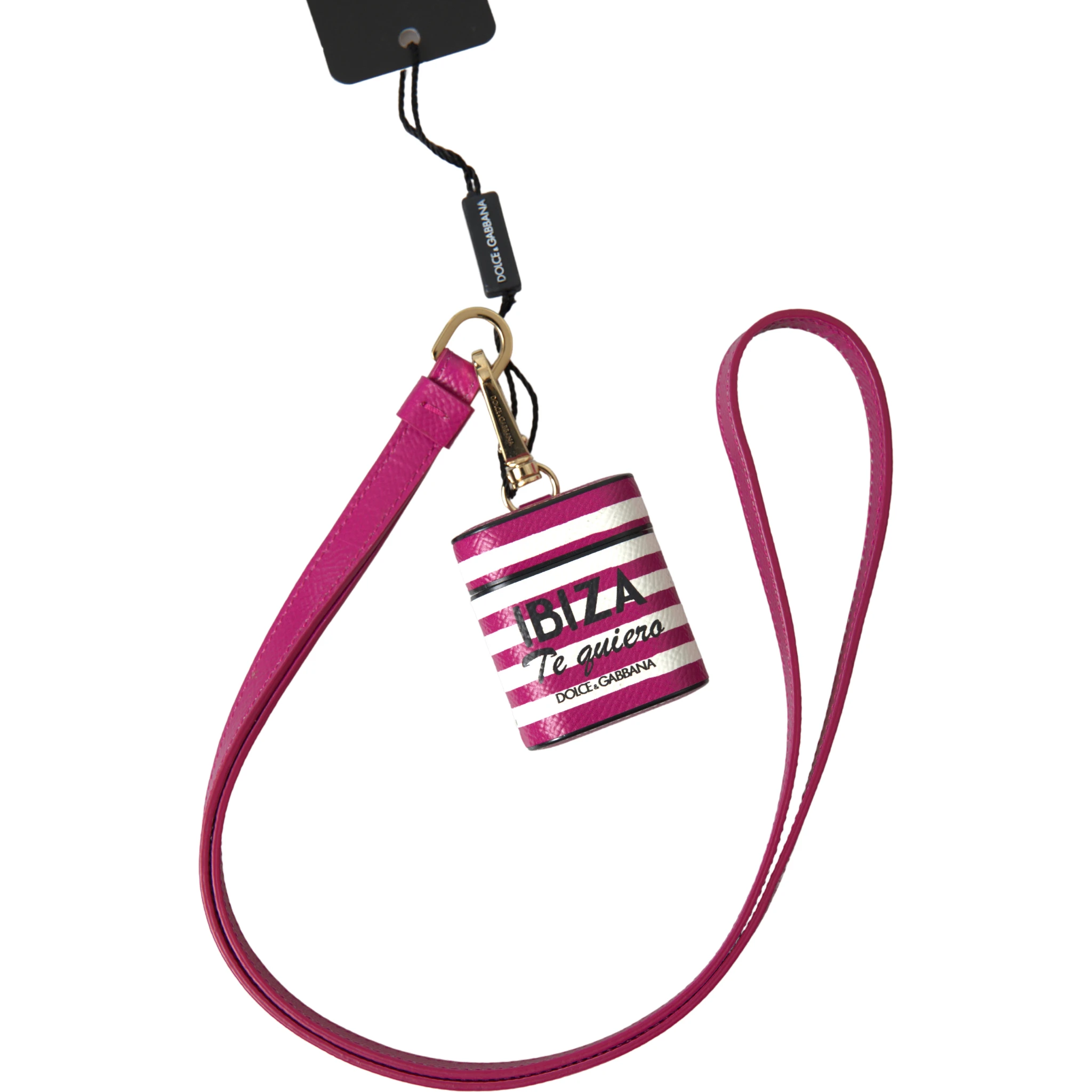 Fuchsia Dauphine Leather Logo Airpods Case