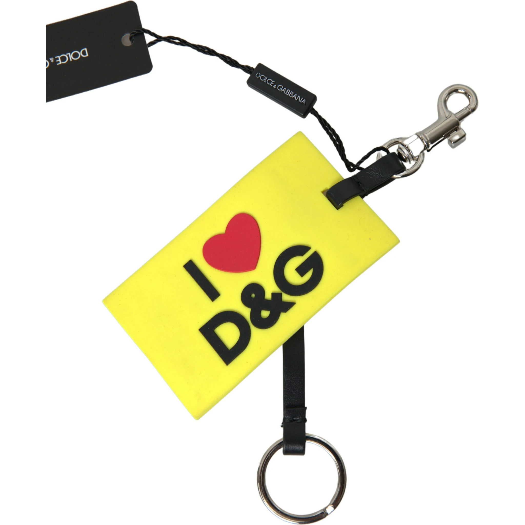 Yellow Silicone DG Logo Gold Brass Keyring Keychain