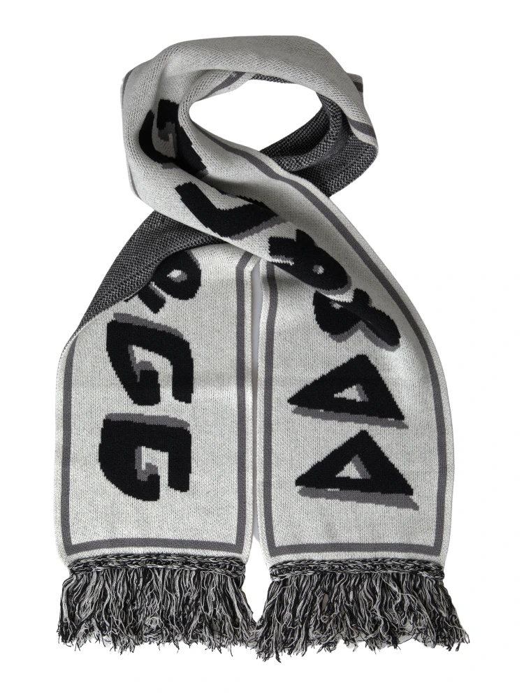 Gray Cashmere Knitted Wrap Shawl Fringe Scarf