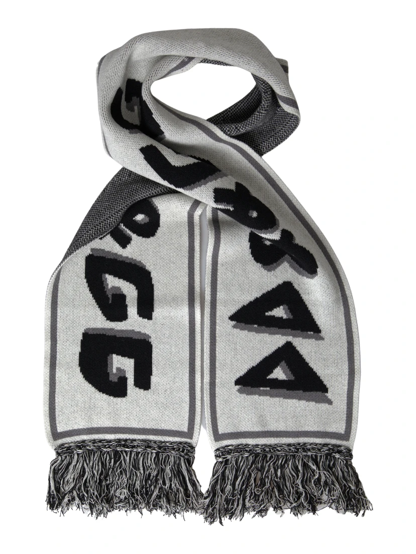 Gray Cashmere Knitted Wrap Shawl Fringe Scarf