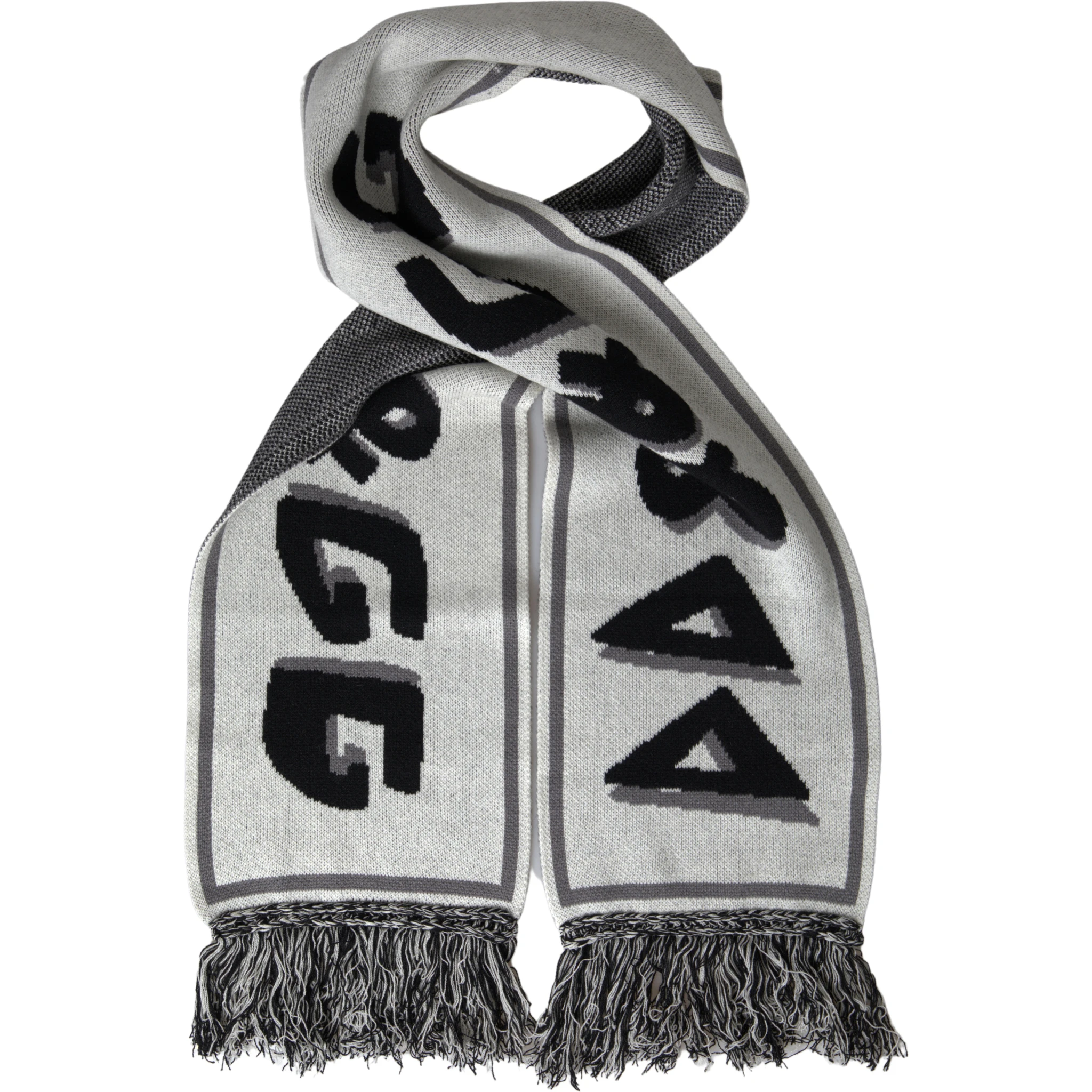 Gray Cashmere Knitted Wrap Shawl Fringe Scarf