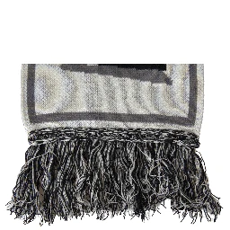 Gray Cashmere Knitted Wrap Shawl Fringe Scarf