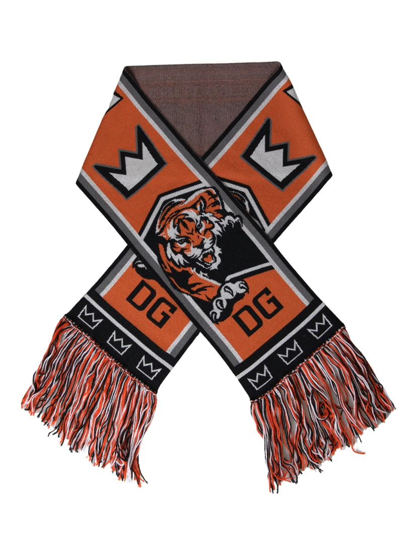 Multicolor Wool DG Royals Wrap Fringe Scarf
