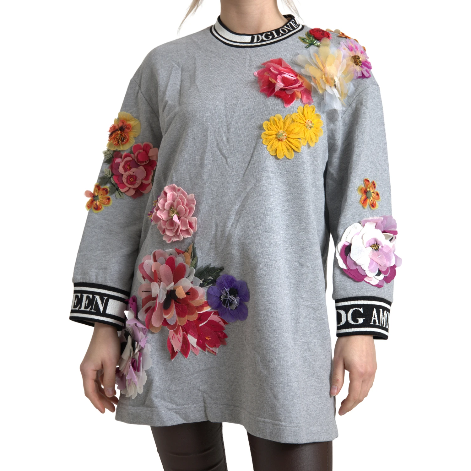 Gray DG Amore Queen Floral Pullover Sweater