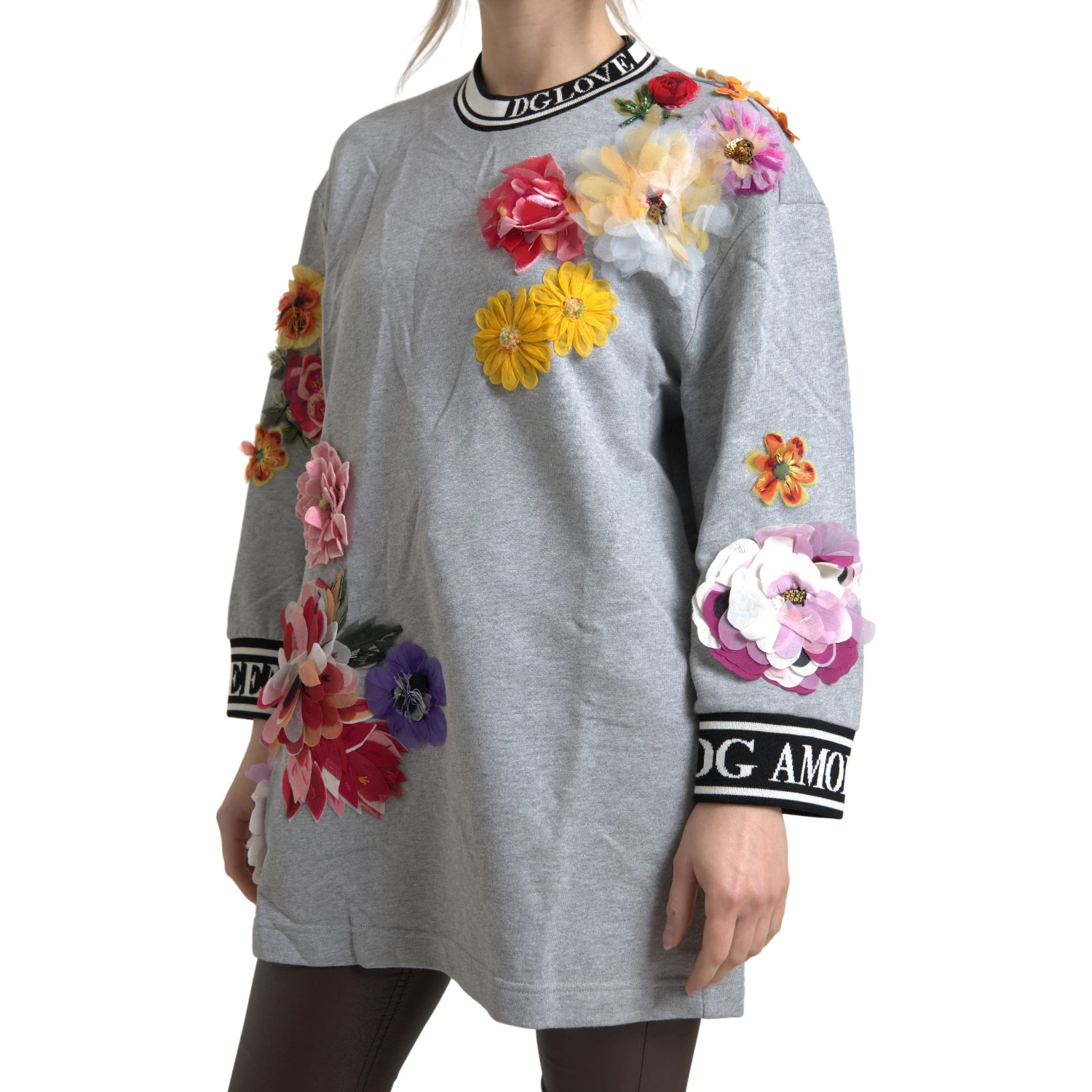 Gray DG Amore Queen Floral Pullover Sweater