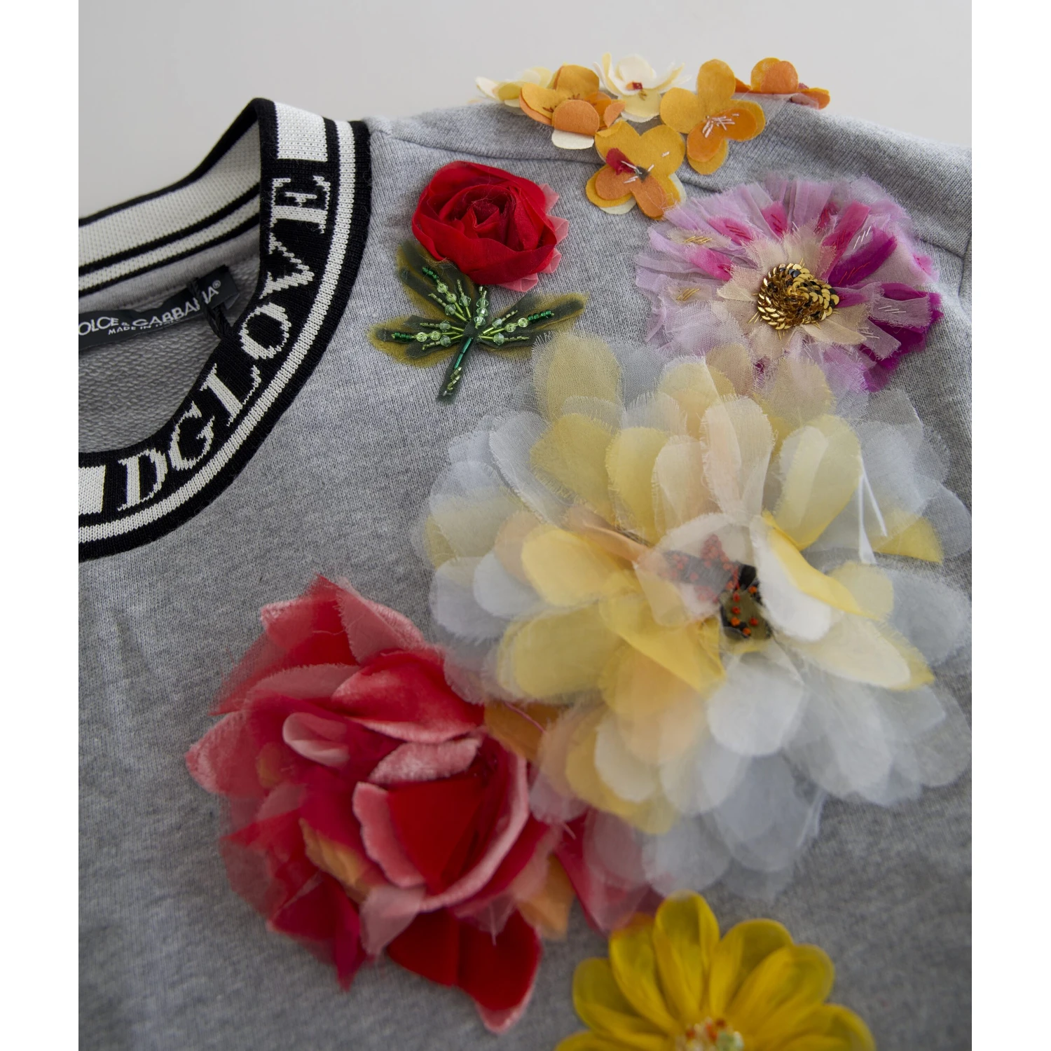 Gray DG Amore Queen Floral Pullover Sweater