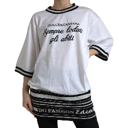 White Cotton DG Fashion Crew Neck Tee T-shirt