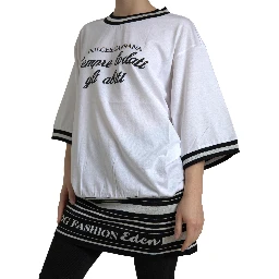 White Cotton DG Fashion Crew Neck Tee T-shirt