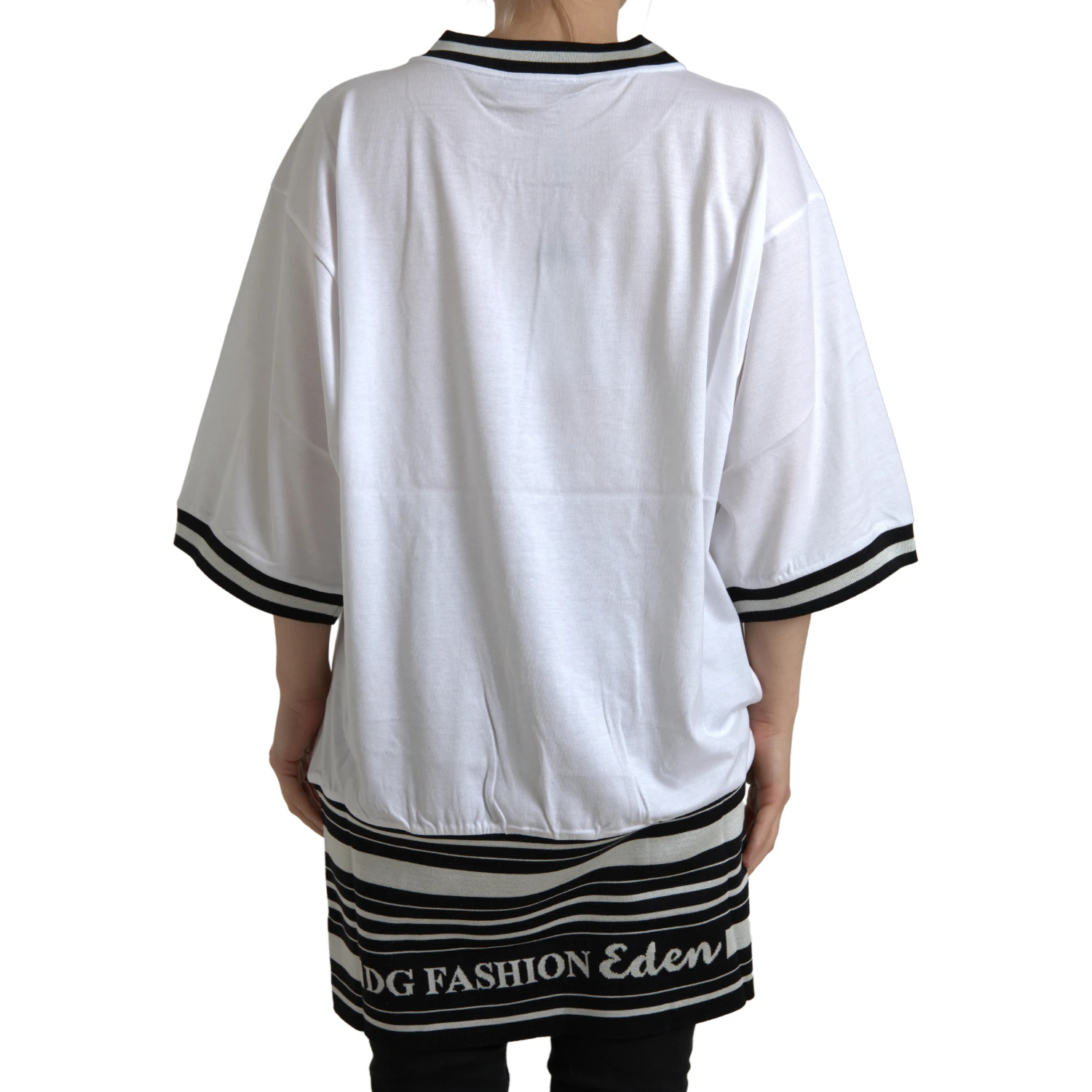 White Cotton DG Fashion Crew Neck Tee T-shirt