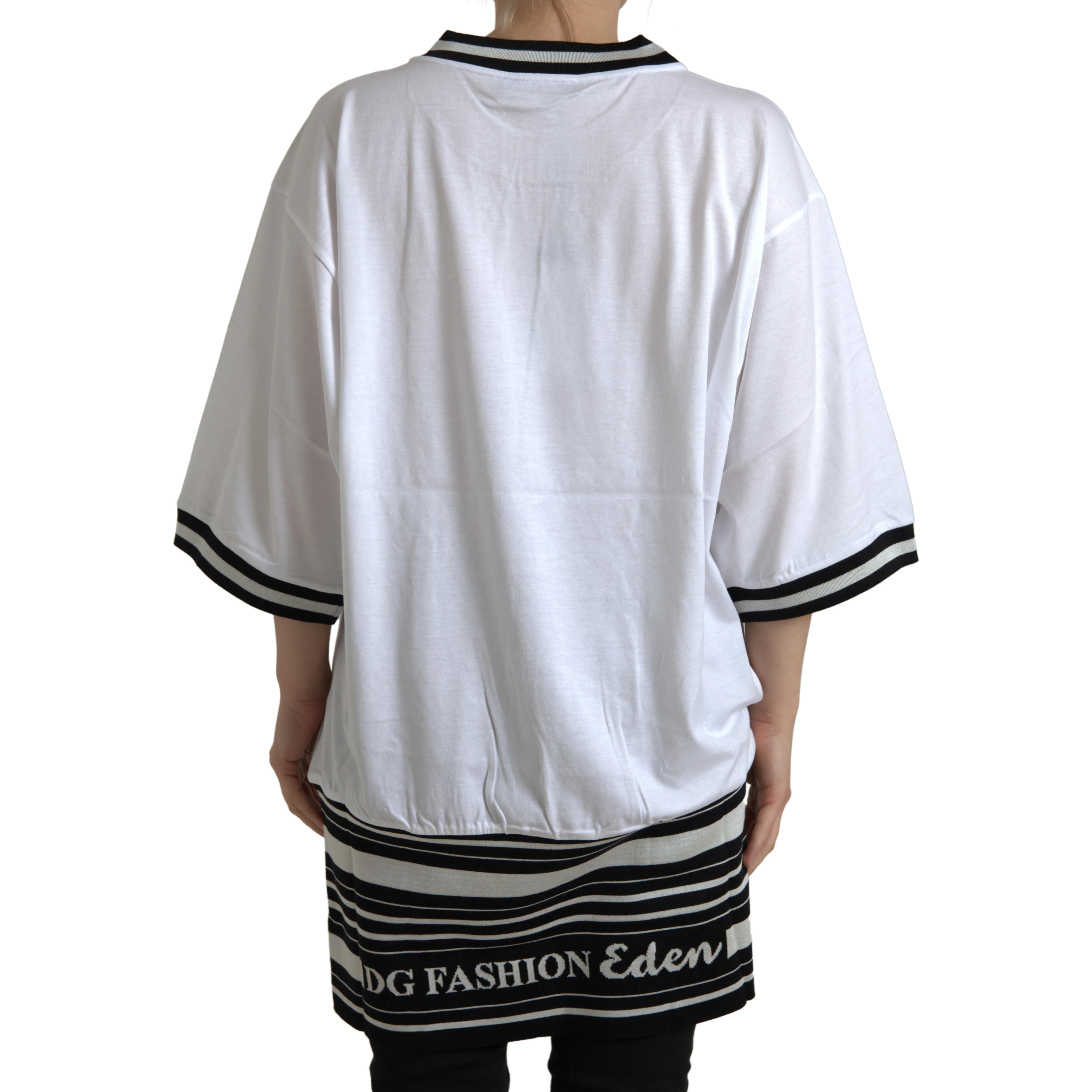 White Cotton DG Fashion Crew Neck Tee T-shirt