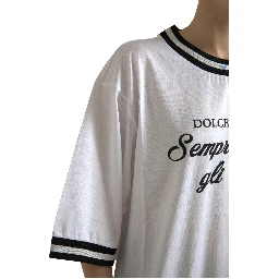 White Cotton DG Fashion Crew Neck Tee T-shirt