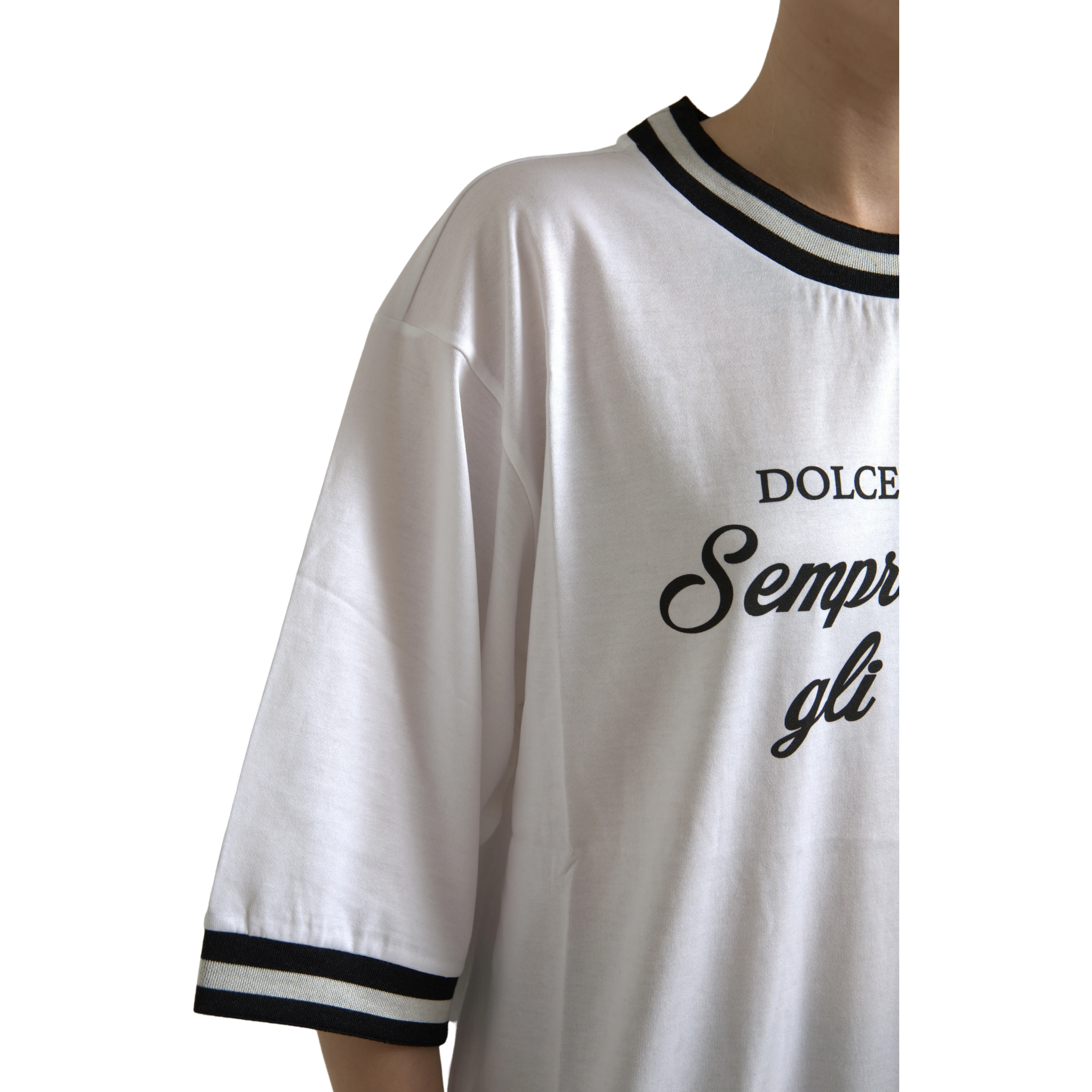 White Cotton DG Fashion Crew Neck Tee T-shirt