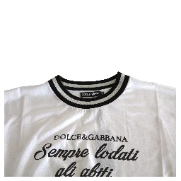 White Cotton DG Fashion Crew Neck Tee T-shirt