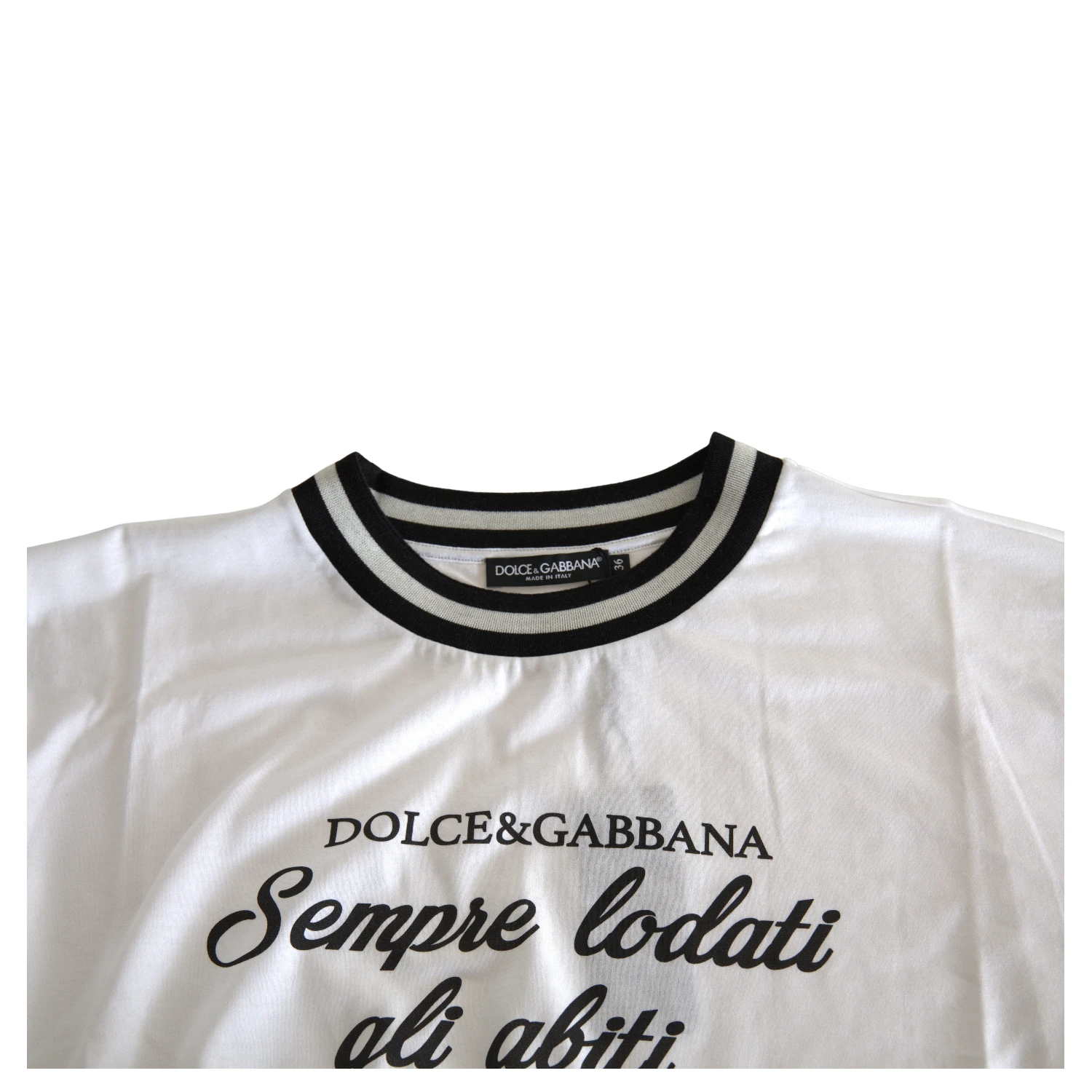 White Cotton DG Fashion Crew Neck Tee T-shirt