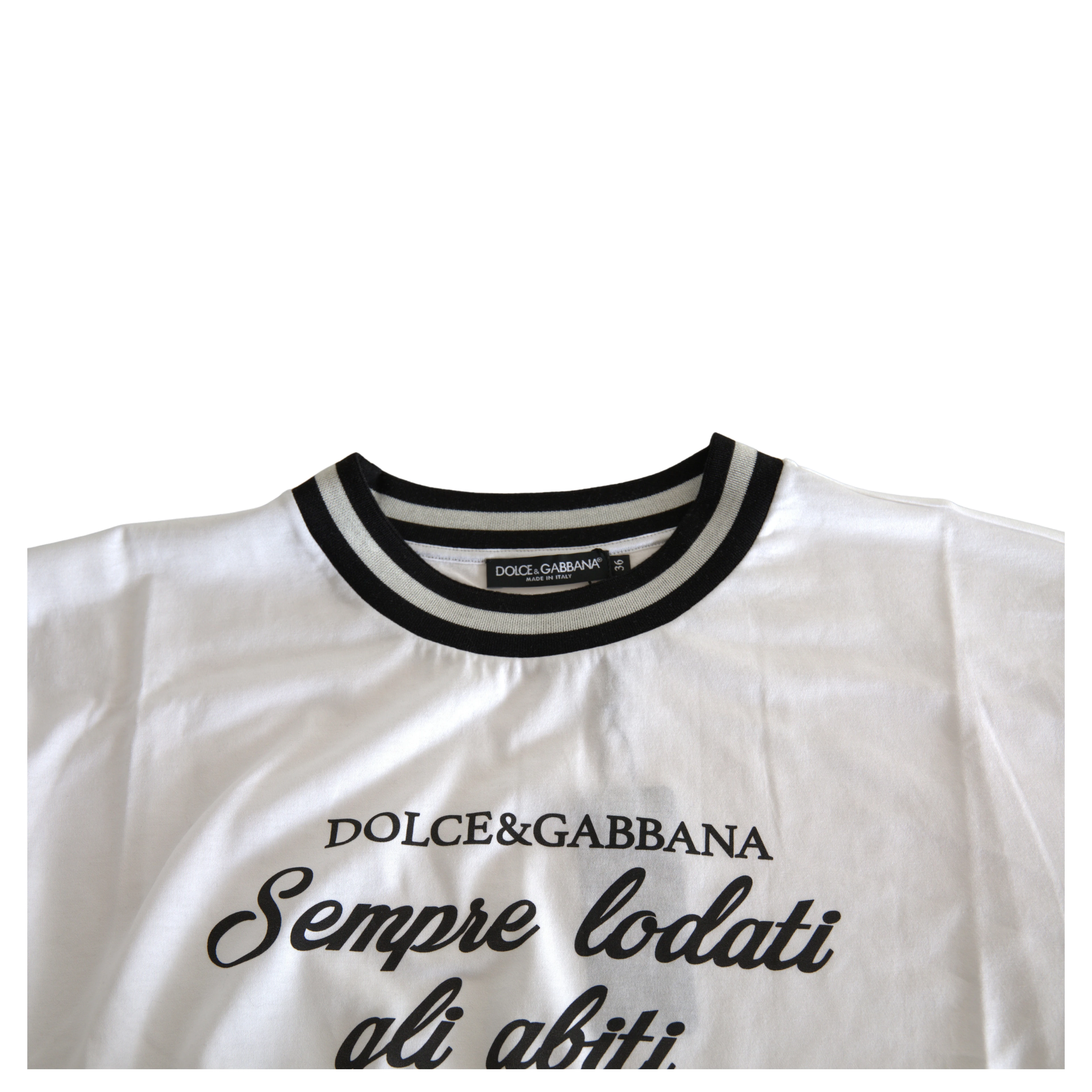 White Cotton DG Fashion Crew Neck Tee T-shirt