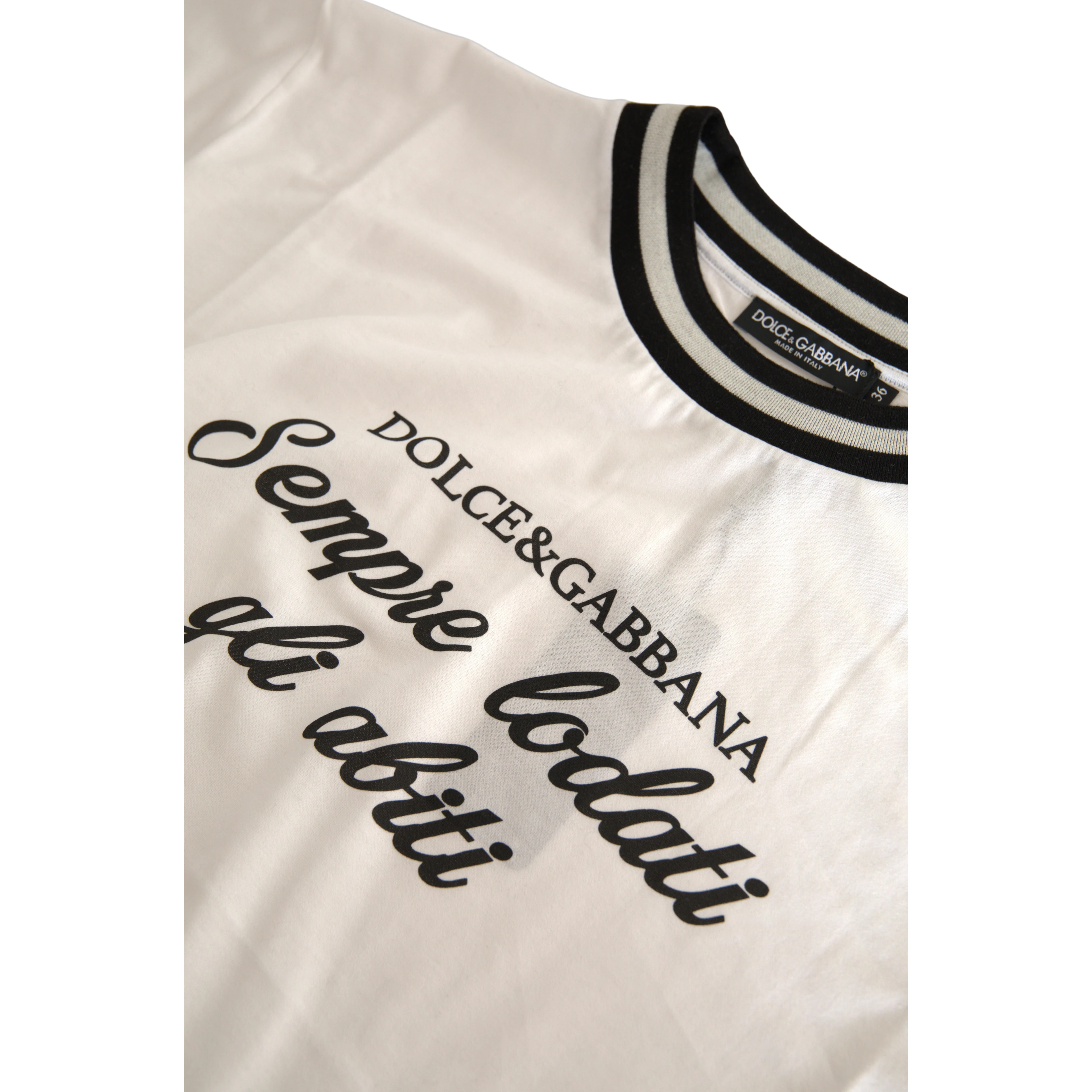 White Cotton DG Fashion Crew Neck Tee T-shirt