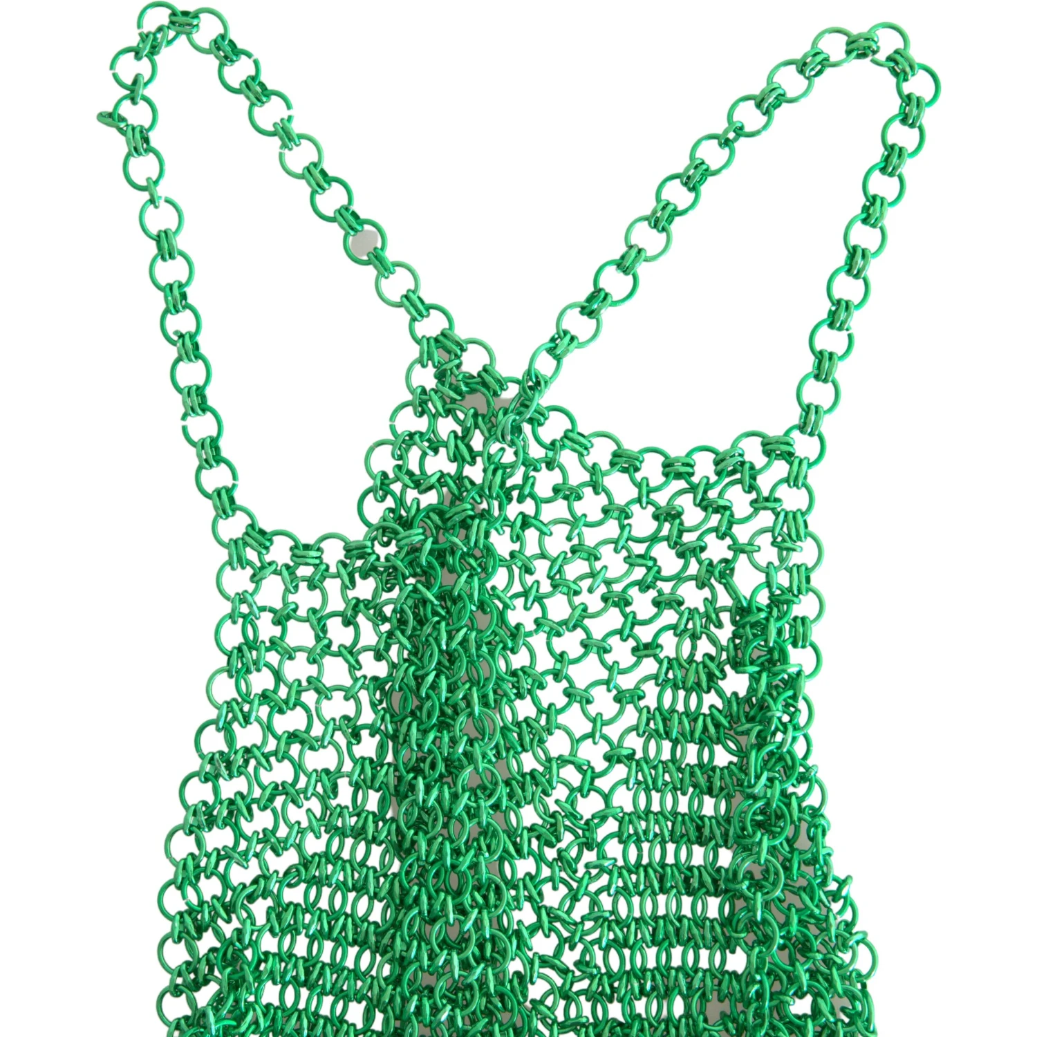 Green Aluminum Sleeveless Halter Cropped Tank Top