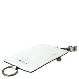 White Leather Lanyard Logo Card Holder Men Wallet