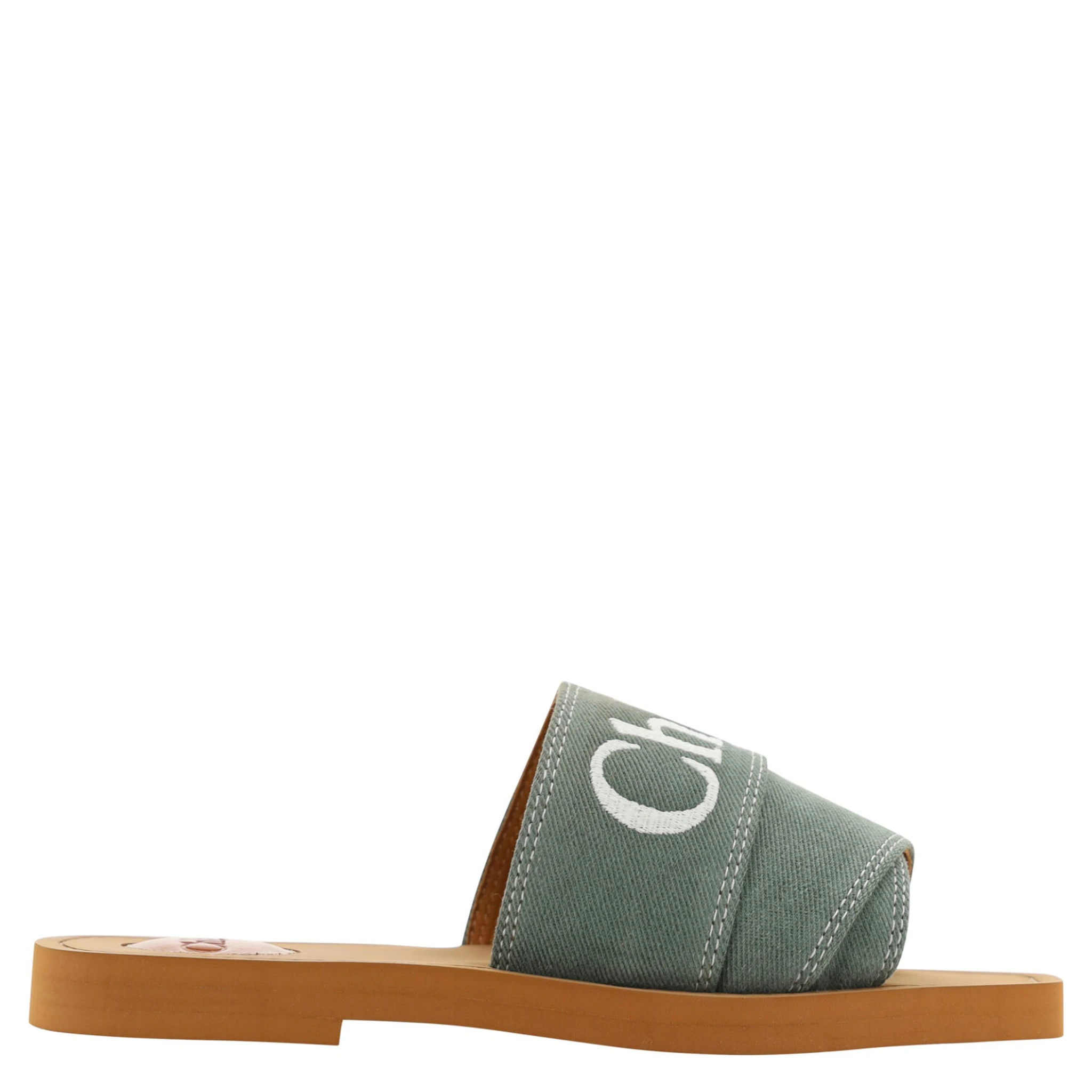 Forest Green Cotton Slides Woody Sandals