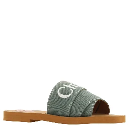Forest Green Cotton Slides Woody Sandals