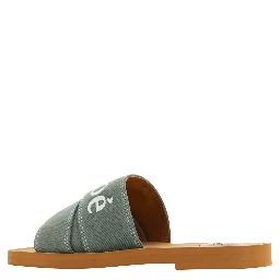 Forest Green Cotton Slides Woody Sandals