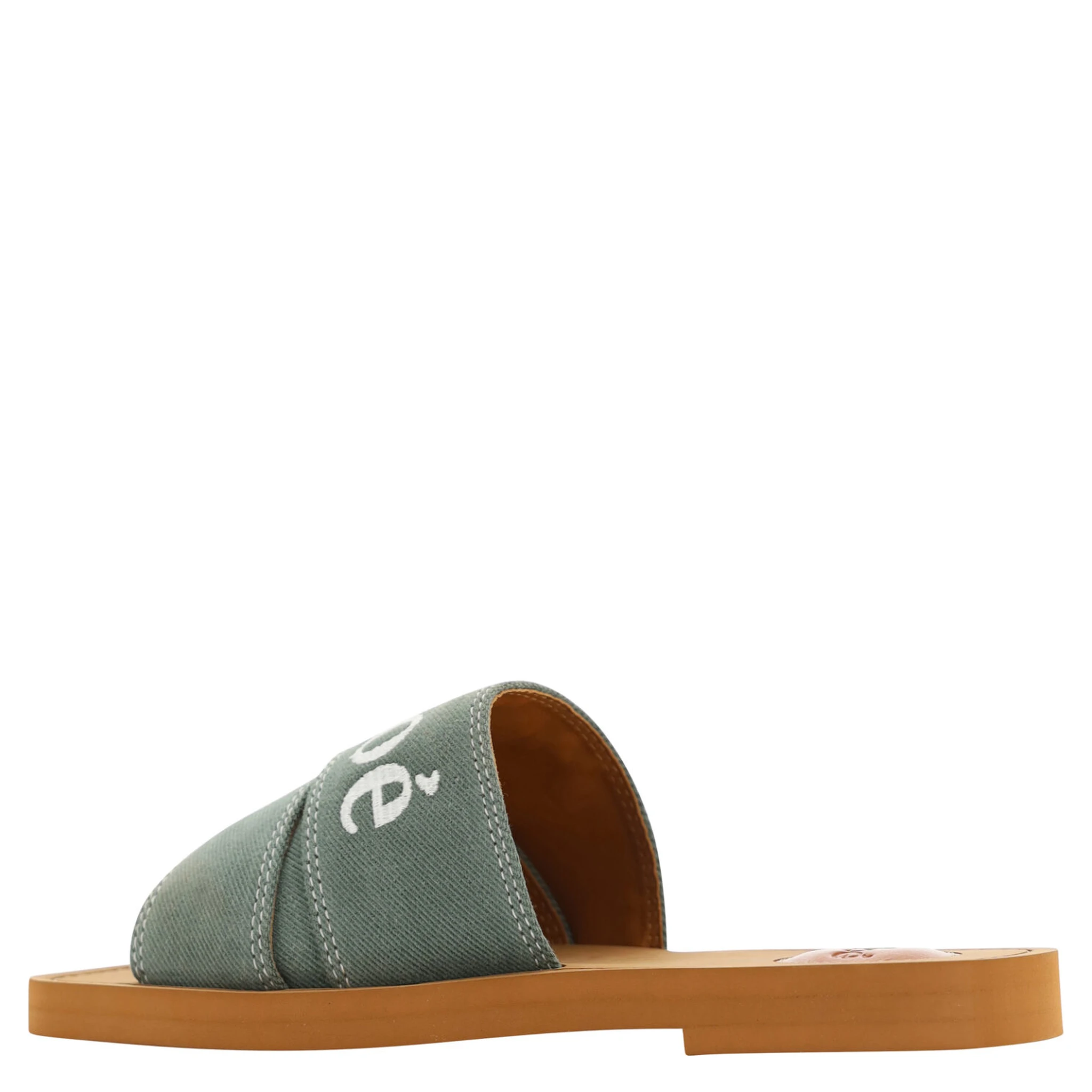 Forest Green Cotton Slides Woody Sandals