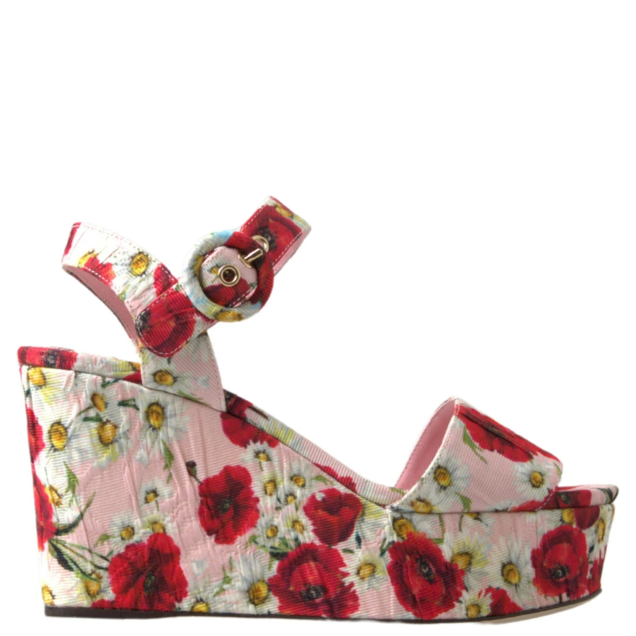 Multicolor floral print Wedges Floral Ankle Strap Sandals