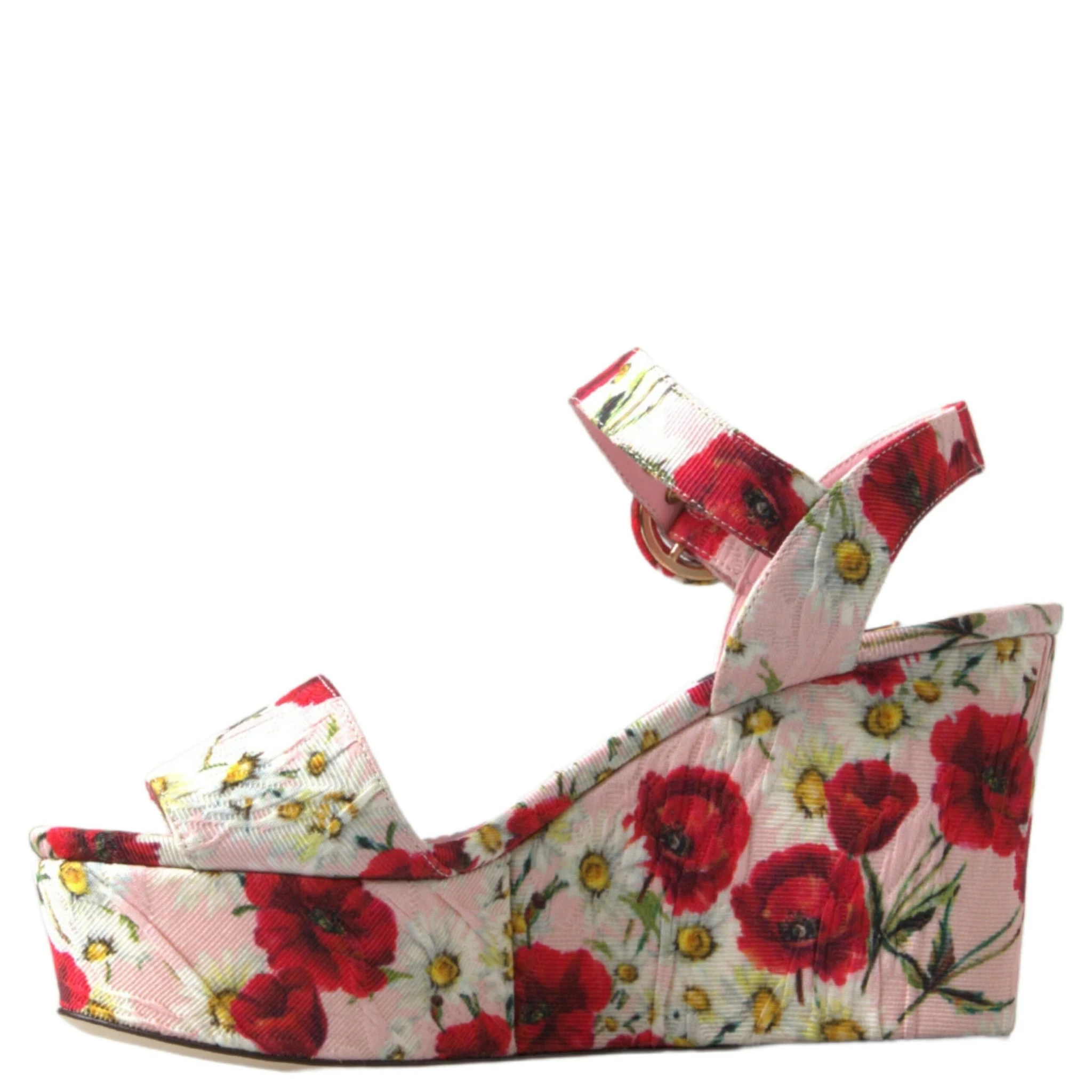 Multicolor floral print Wedges Floral Ankle Strap Sandals