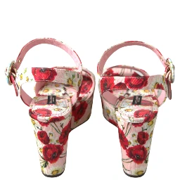 Multicolor floral print Wedges Floral Ankle Strap Sandals