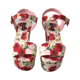 Multicolor floral print Wedges Floral Ankle Strap Sandals