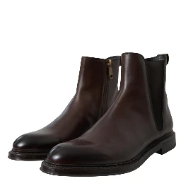 Brown Leather Chelsea Mens Boots Shoes