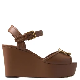 Brown Leather AMORE Wedges Sandals Shoes