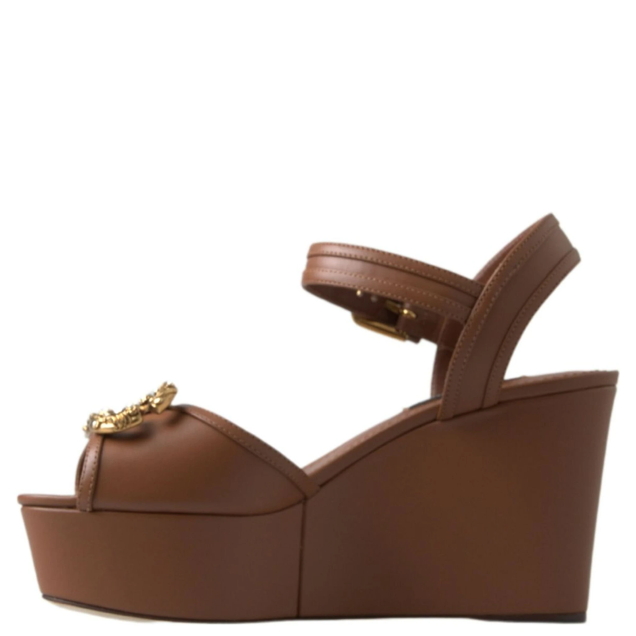 Brown Leather AMORE Wedges Sandals Shoes