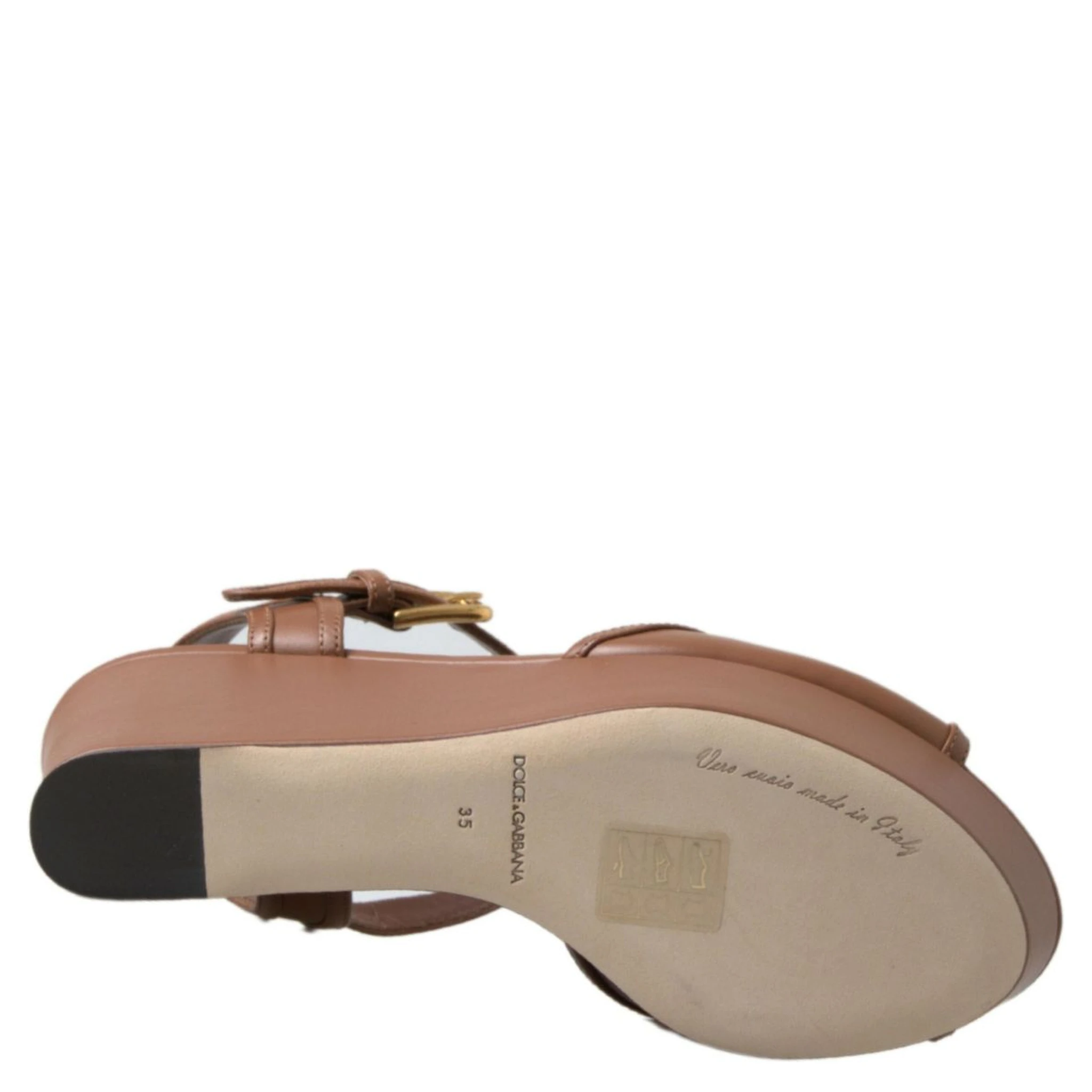 Brown Leather AMORE Wedges Sandals Shoes