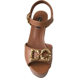 Brown Leather AMORE Wedges Sandals Shoes