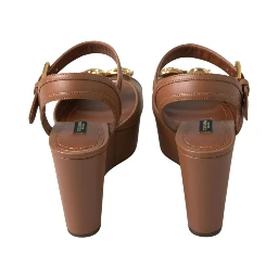 Brown Leather AMORE Wedges Sandals Shoes