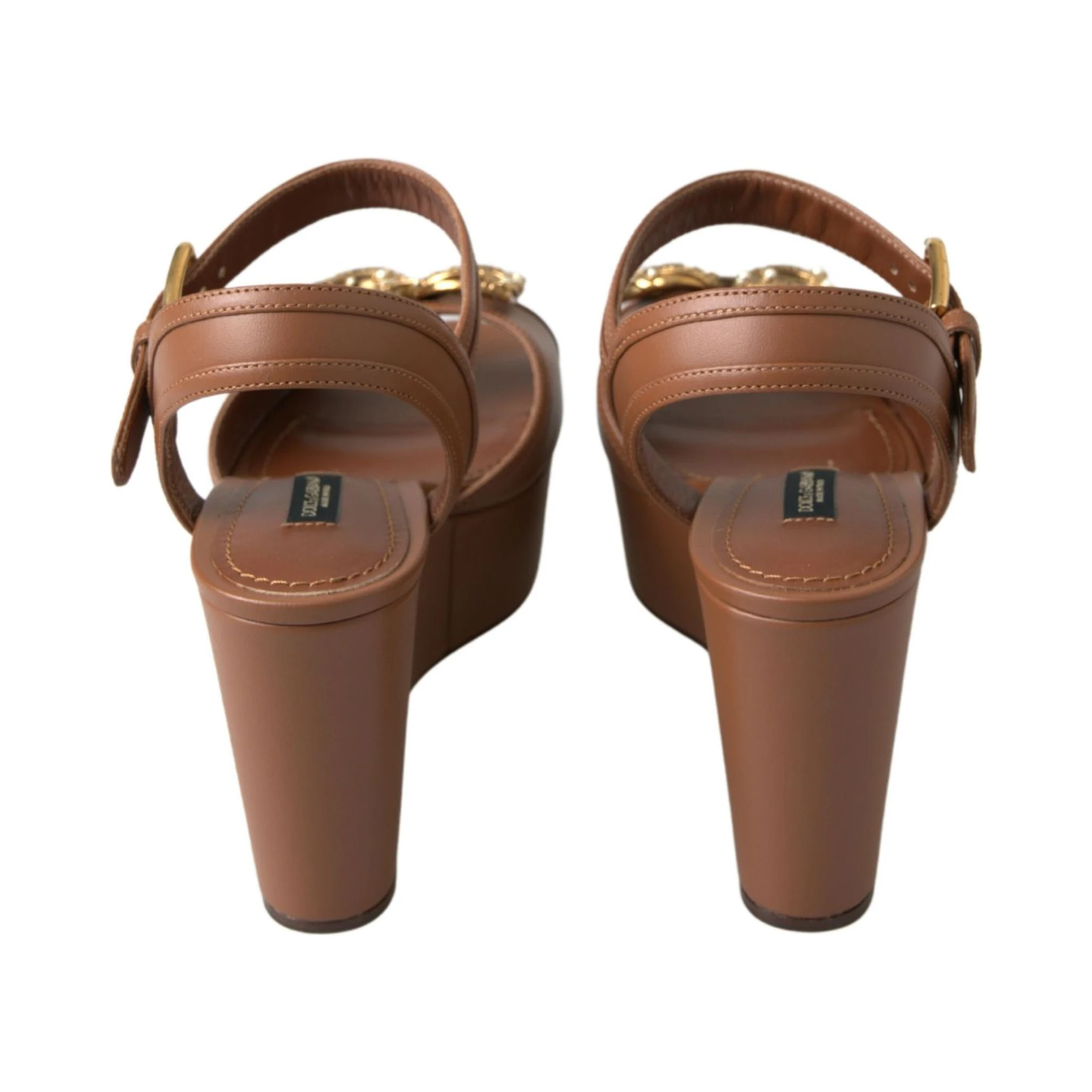 Brown Leather AMORE Wedges Sandals Shoes