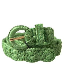 Green Viscose Weaved Skinny Waist Belt