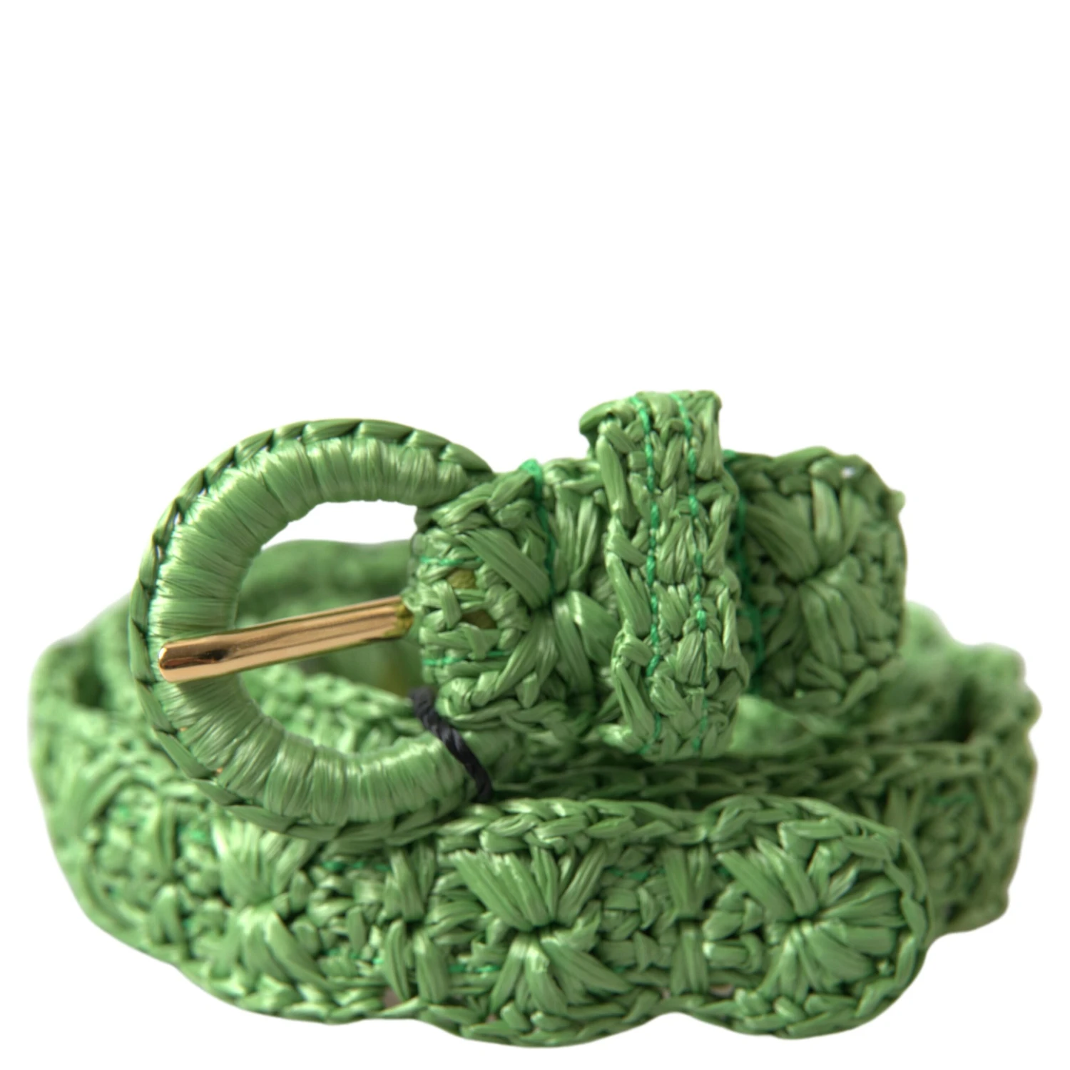Green Viscose Weaved Skinny Waist Belt