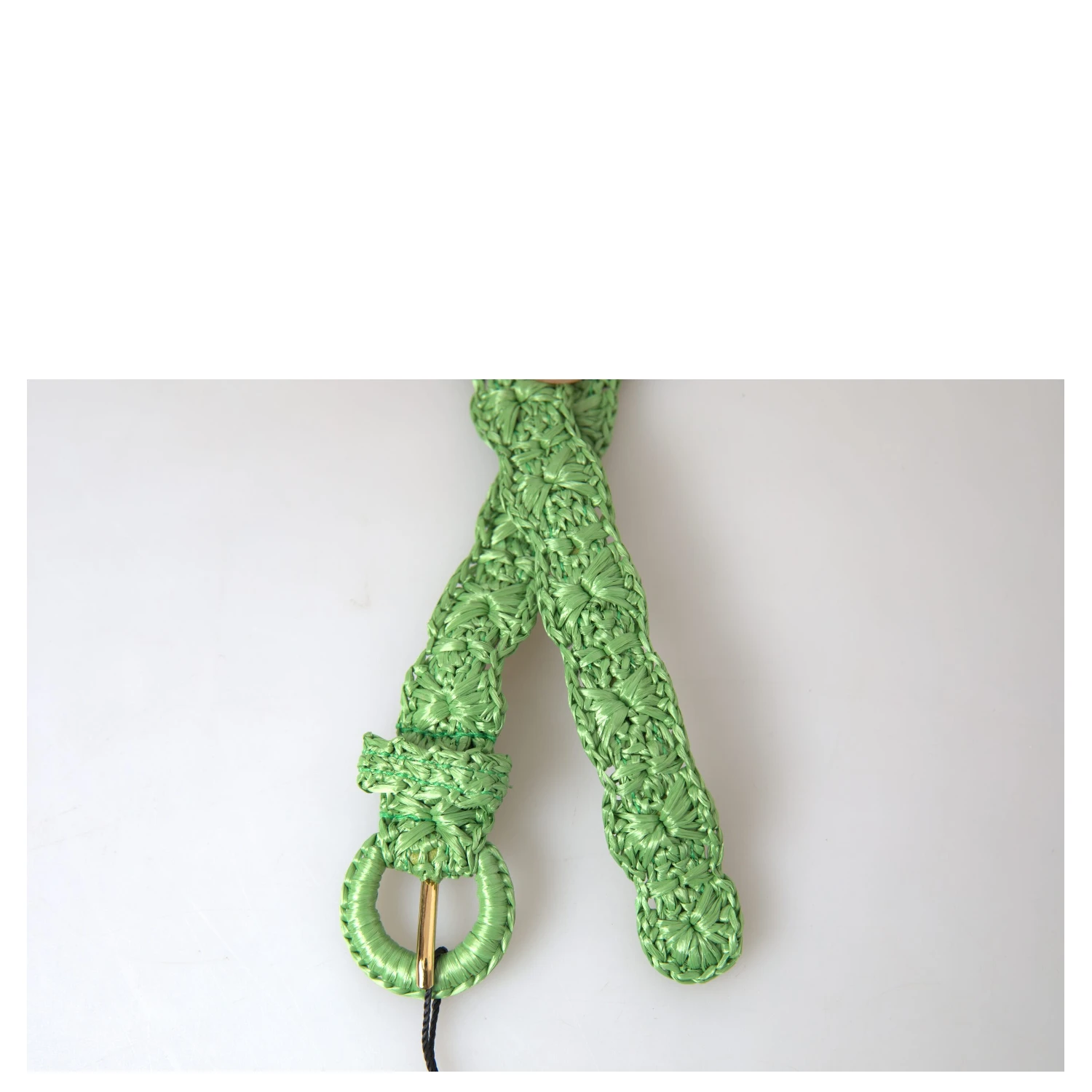 Green Viscose Weaved Skinny Waist Belt