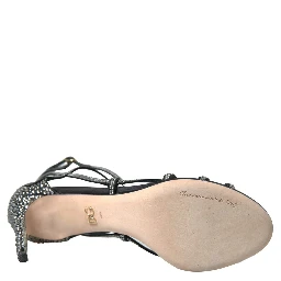 Rhinestone Stiletto Sandal Satin Shoes