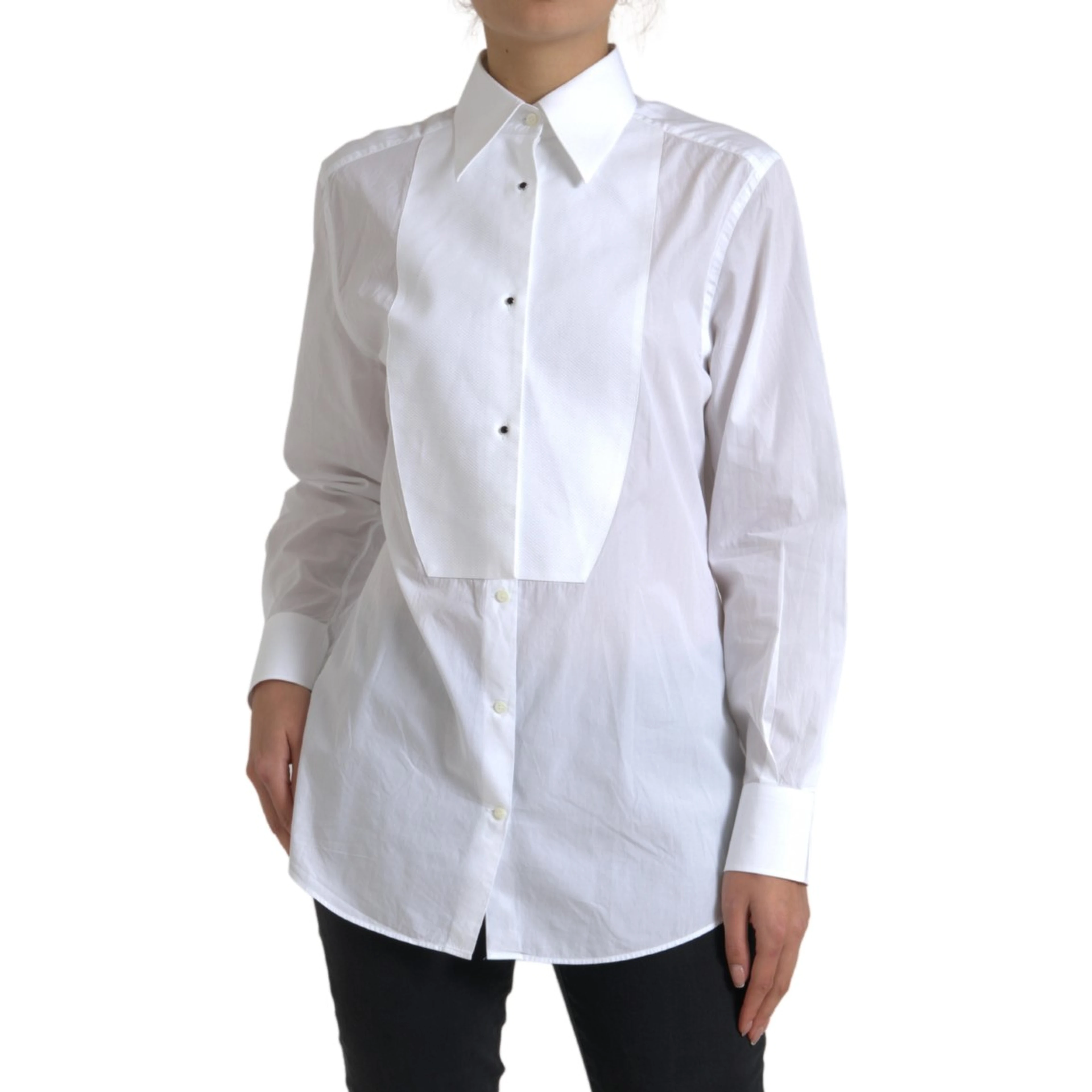 Cotton Collared Long Sleeves Shirt White