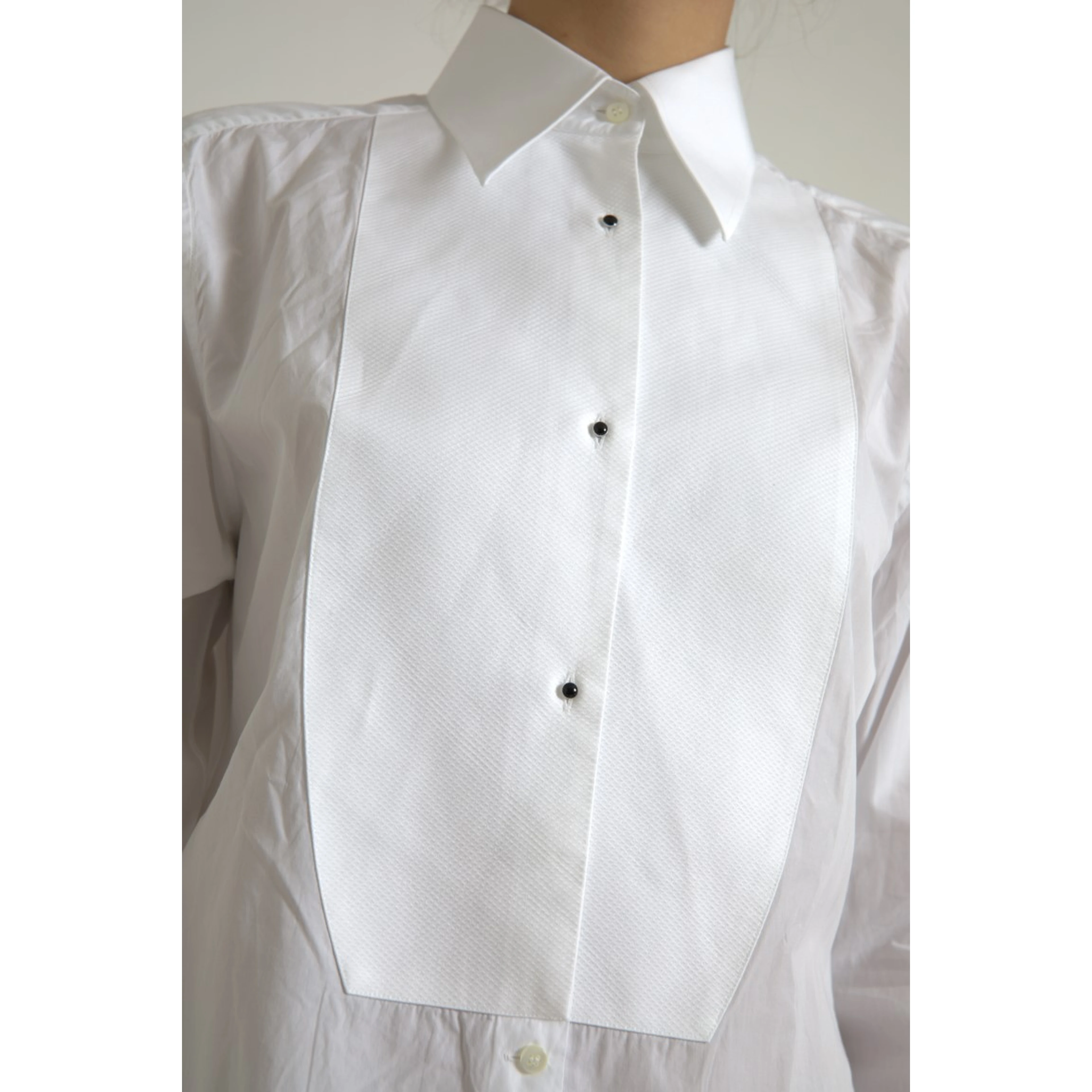 Cotton Collared Long Sleeves Shirt White