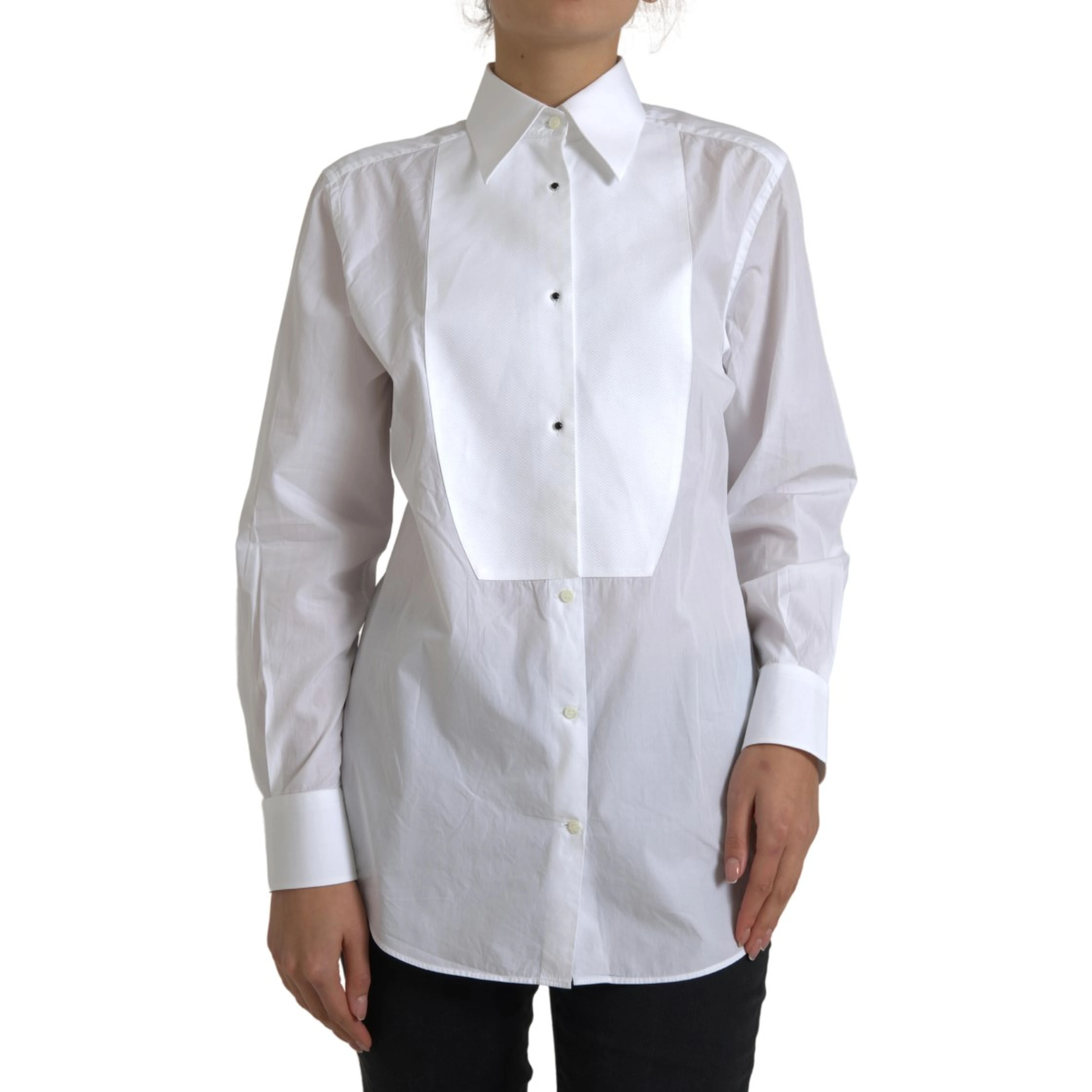 Cotton Collared Long Sleeves Shirt White